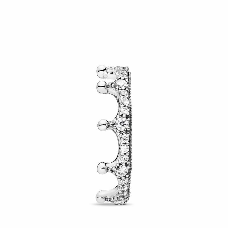 Pandora Clear Sparkling Crown Stackable Ring Ireland - Sterling Silver/Cubic Zirconia - 728053KZP